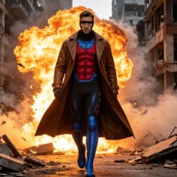 X Gambit Remy Cosplay Costume Man Battle Suit Leather Long Trench Jumpsuit Mask Set Superhero Halloween Carnival Outfits