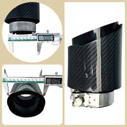 1 Pcs Universal Car Carbon Fibre Tail Throat Stainless Steel Bright Black Twill Glossy Muffler Exhaust Nozzle Tip