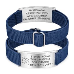 Personalized Medical Alert Bracelet for Men Customized Elastic Strap Stainless Steel Medical ID Bracelets Engraved Medic Info