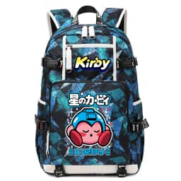Kirby Cartoon Print Student Backpack Large Capacity Travel School Bag for Kids Teens