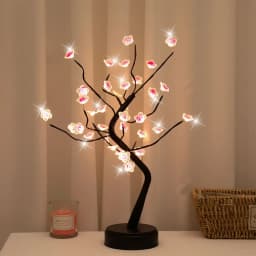 Table Pink Flower Night Light USB Battery Touch Switch Artificial Bonsai Cherry Blossom Desktop Tree LED Lamp Light Decoration