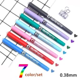 7pcs/set Large Capacity Straight liquid Roller Gel Pens 0.28/0.38/0.5mm Needle Tip Colour Ink Ball Pen School Office Stationery