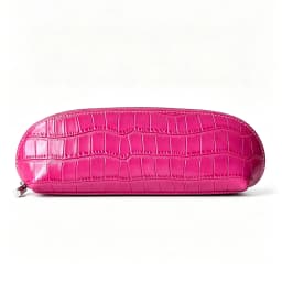 Crocodile Pattern Cowhide Cosmetic Bag Rose Red Light Luxury Genuine Leather Women Travel Portable Toiletry Storageanity Case