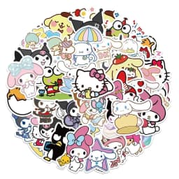 Sanrio 50PCS Series Kuromi Stickers Cute Multi-purpose Stickers Waterproof Decorative Refrigerator Computer Stickers
