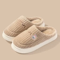 Winter Plush Slippers for Women & Men - Thick Sole Couple House Shoes, Warm Fleece-Lined Indoor Slides with Non-Slip Sole
