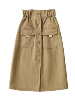 Khaki Workwear A-Line Skirt for Women Spring Autumn plus Size High Waist Midi Pure Color Commute Style 2025 New Arrival