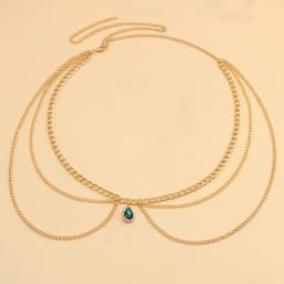 Fashionable, Versatile, Simple, Multi-layer Metal Body Chain, Personalized Emerald Diamond-set Waist Chain