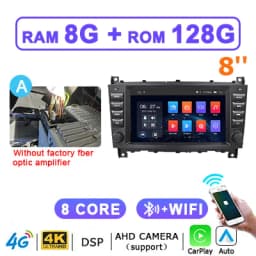 8'' Screen Car Radio Android 14 Auto CarPlay For Benz C-CLASS W203 CLK/A/G-CLASS W209 W168 W463 Autoradio 2din Multimedia Player