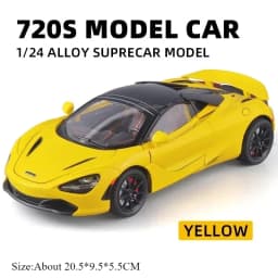 1:24 Senna GTR 720S Miniature Model Alloy Diecast Sports Car Toys Front Wheel Steering Sound Light Pull Back Boys Festival Gifts