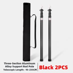 Aluminum Alloy 2.3m-3m 3 Sections Tent Pole Adjustable Support Rods Beach Shelter Tarp Awning Pole Replacement Poles Accessories