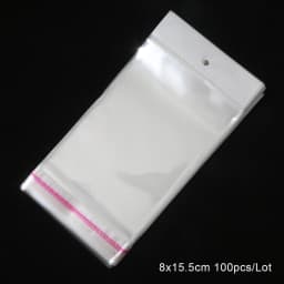 100Pcs 5x10.5cm-8x27cm Opp Bag Self Adhesive Clear Transparent Plastic Storage Bag With Hang Hole Jewelry Gift Packaging Pouches