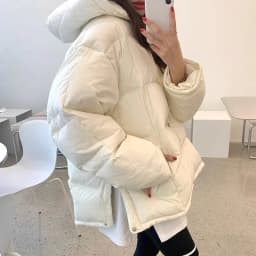 Korean Side Split 2026 Woman Outerwears Hooded Long Sleeve Parkas Winter Jacket Moda Chic Coats Loose Casual Clothes Women