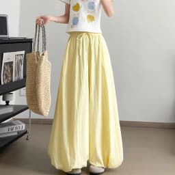 Women Designer Baggy Solid Culottes Female Classic Yellow High Waist Trousers Girls Korean Comfortable Wide Leg Pants