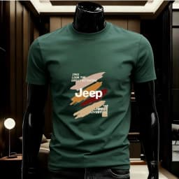 Summer Jeep High-Quality T-Shirt, with a Round Neckline, Made of Pure Cotton, Breathable and Comfortable. Men's Casual Style, Wi