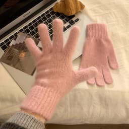 1 Pair Solid Cute Girl Student Winter Thick Knitted Woolen Full Finger Gloves Women Outdoor Cycling Driving Fashion Windproof