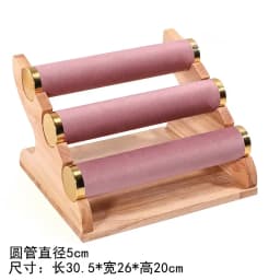 New Solid Wood Pink Velvet Jewelry Display Stand Ring Earrings Bracelet Necklace Watch Pendant Storage Display Stand