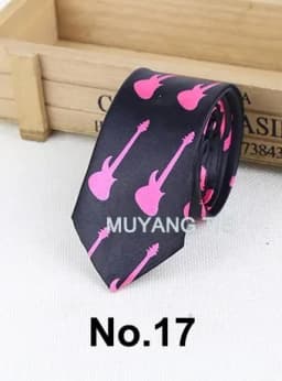 Classic Musical Notes Tie Neck Mens Skinny 5cm Zipper Neckties Red Black Blue White Color Slim Narrow Entertainment Party