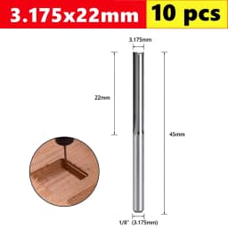 10pcs Carbide End Mill  3.175mm （1/8）Shank 2 Flute Straight Slot Milling Cutter MDF Plastic Wood Cutter CNC Machine Router Bit