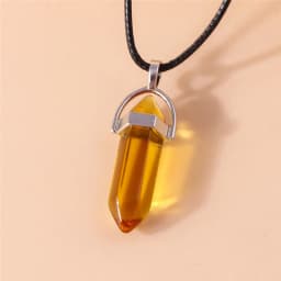 Natural Stone Quartz Lapis Opal Amethyst Pink Crystal Stone Hexagonal Column Pendant Necklaces Leather Chain Bullet Necklace