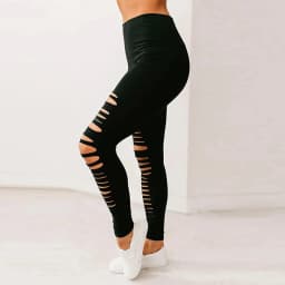 Black Solid Leggings Women Summer Sexy Hollow Out Hole Ripped Leggings Fashion Elastic Stretch Slim Casual Pants Skinny Trousers