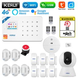 KERUI Security Alarm System Kit W184 4G WIFI GSM Alarm Wireless Home Tuya Smart APP Control Motion Sensor Burglar Support Alexa