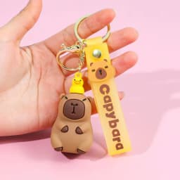 Capybara Keychain PVC Soft Key Accessories Cute Party Gifts for Christmas for Boys and Girls Key Buckles Metal