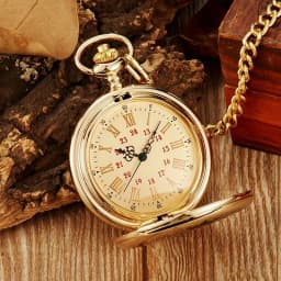 Commemorative gold circular pocket watch as my son's birthday gift Christmas pocket watch waist chain quartz pocket watch