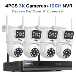 Hiseeu H.265 10CH NVR 3K 6MP Surveillance System Dual Lens Smart PTZ IP Camera Color Night Vision Auto Tracking WiFi CCTV System