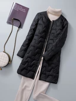 White Duck down Jacket Collarless Women's Mid-Length Coat round Neck Inner plus Size Elderly Mothers Spring Fashion