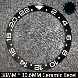 Sloping 38mm * 30.6mm Ceramic/Aluminum Blue Luminous Bezel GMT and Diving Watch Insert Fit for 40mm Watch Case Replacement Watch