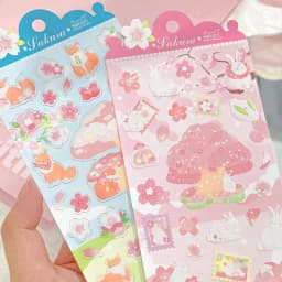 Korean Import Original NEKONI Sakura Animals Cherry Blossom Decor Stickers Scrapbooking Diy Journaling Cute Stationery Stickers