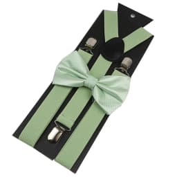 Adjustable Elastic Leather Suspenders Bowtie Set Men Women Baby Blue Braces Straps For Wedding Y-Back Shirt Accessories Gift