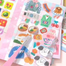 30sheet Kawaii cartoon flash sand die-cutting sticker+writable sticky note sticker double splicing M5 sticker book DIY scrapbook