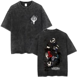 Washed Vintage Game Hollow Knight Double Sided Print T-shirt Men Women Fashion Casual T-shirts Oversized Short Sleeve T Shirts