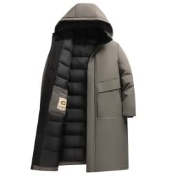 2026 new arrival winter hooded jacket long style sill-like cotton jackets men,mens fashion thicken warm parkas trench coat male