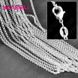 5PCS Wholesale Pure 925 Sterling Silver Charm Link Chain Necklace Jewelry with Strong Smooth Lobster Clasps 16-30 Inches
