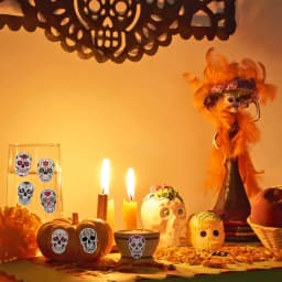 500pcs Skull Sticker Halloween Candy Skull Sticker Dia De Los Muertos Mexico Day of the Dead Sticker for Halloween Party Gift De