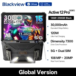 Blackview Active 12 Pro Rugged Projector Tablet 11" Android 15 5G Tablet Dimensity 7300 36GB RAM 256GB 30000mAh 120W