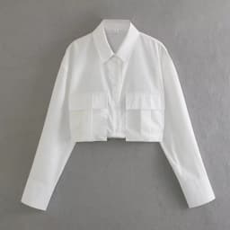 SLTNX 2026 Women Solid White Blouse Long Sleeve With Pocket Casual Loose Chic Tops Office Lady Fashion Basic Versatile Shirt