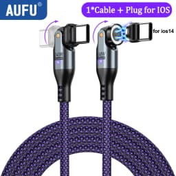 AUFU 240W Magnetic Type C Cable PD3.1 for MacBook Samsung Xiaomi iPhone 180° Rotating 5A Fast Charging USB C Magnet Charger Wire