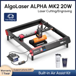 40x40CM/40X85CM 20W AlgoLaser Alpha MK2 with Air Pump/Rotary Chuck/Honeycomb Working Table/Raiser/10 pcs Marking Paper Optional