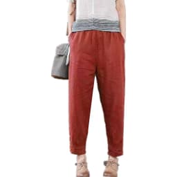 New Women's Casual Pants Thin Loose Cotton Linen Nine Points Harlan Bla Mom Straight Leg Pants Spring Summer High Waist