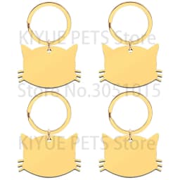 10Pcs Customizable Cute Pet Stainless Steel Tag Key Ring Pendant Charm Anti-Lost Collar Accessories