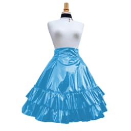 Vintage Shiny PVC Leather 2 Tiered Ruffled Skirt Sweet Round-shaped Lolita Long Trumpet Pleated Skirt Cocktail Party Club Skirts