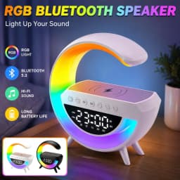 New Bluetooth Speaker Wireless Charger Table Lamp RGB Alarm Clock Sound Box LED Portable Mini Party Loudspeaker