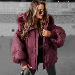 Oversized Faux Fur Hood Padded Jacket Women's Full Sleeve Zippers Loose Coats 2025 Autumn Winter Lady Thick Warm Outerwear