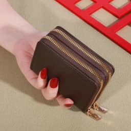 Women's Short Wallet with Transparent Closure. Litchi Pattern. Monaiea Multi Card Slot Wallet, Large Capacity, Fashionable