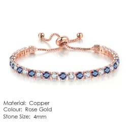 Chic 4mm Round Colorful Crystal Tennis Bracelets Silver Color Adjustable Folding Buckle Chain Bracelet on Hand Fashion Jewelry