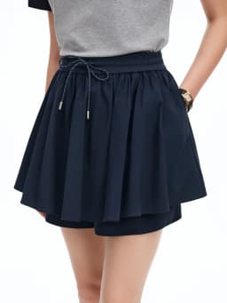 DUSHU Drawstring Pleated White Mini Skirt for Women 2026 Summer Fresh Preppy Style Simple Youthful Trendy Chic Korean