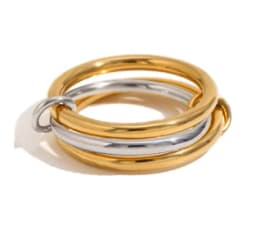 Unique Design Stainless Steel Hollow Irregular Geometric Ring for Women Waterproof Golden Fashion 2025 Charm Jewelry